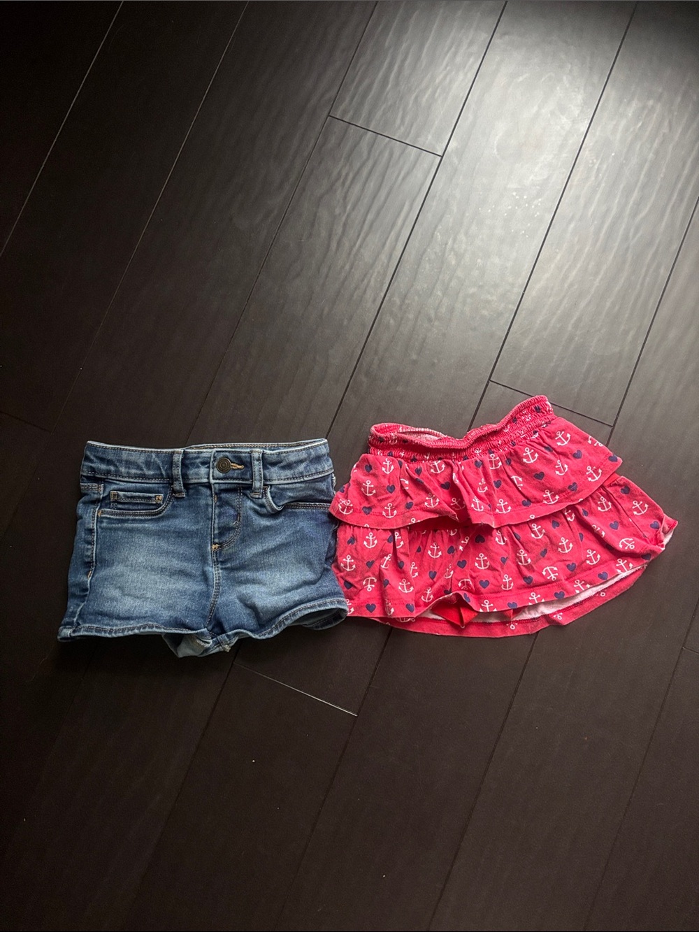 jumping beans Red Anchor Ruffle Skort & Denim Shorts